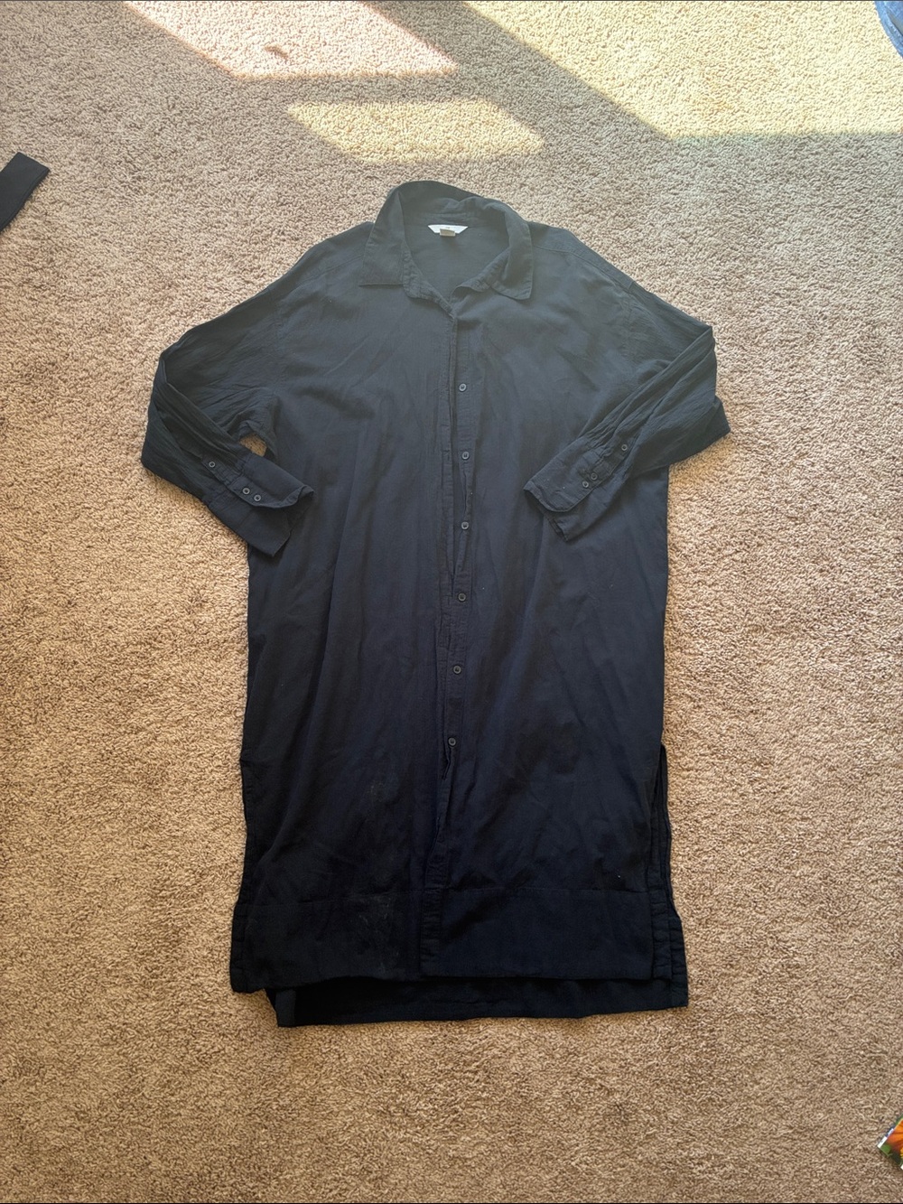 H&M Black Button-Down Midi Shirt Dress